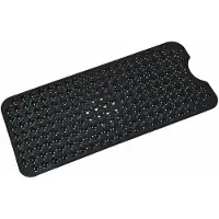 BSS Badmat Antislip voor in Bad - 100x40 cm Antislip Douchemat van Natuurlijk Rubber en PVC met Zuignappen, Extra Lang, Slipvrij, Machinewasbaar - Zwart