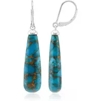 Cavill - Blauwe Koper Turkoois Oorbellen - 925 Sterling Zilver Geplatineerd - 25,28 ct Druppelvorm - Elegant Design