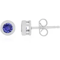 Cavill - Elegante Oorbellen 925 Sterling Zilver - Platina Geplateerd - 0,54 ct Ronde Paarse Tanzaniet Edelstenen - Sieraden uit Tanzania