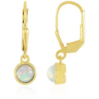 Cavill - Zilveren Oorbellen met 0,634 Ct Welo Opaal Cabochon - 925 Sterling Zilver Verguld - Elegante, Comfortabele Bezel Oorbellen Dames