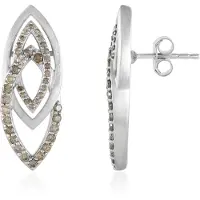 Cavill - Gouden Oorbellen 9K Witgoud - 0,79 ct I2 Champagne Diamant Rond Briljant - Elegante Pavé Zetting - Luxe Dames Sieraden