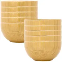 Secret De Gourmet Soepkommen Memphis - 10x - D14 cm - 600 ml - okergeel - keramiek - schaaltjes - kommetjes - stapelbaar