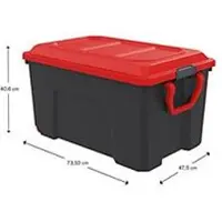 PaperFlow opbergbox Locker, 100 L, polypropeen, verrijdbaar met wielen, scharnierend deksel, stapelbaar, L 739 x B 475 x H 406 mm, zwart/rood