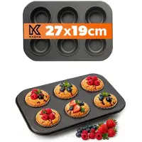 Kadax Muffinvorm, 27 x 19 bakplaat, anti-aanbaklaag van blik, 6 muffinplaten, herbruikbare bakvormen, cupcakevorm (grijs)