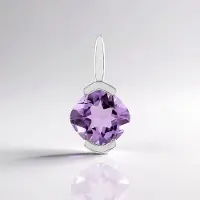 Cavill - Zilveren Hanger - 925 Sterling Zilver Gerhodineerd - Lavendel Amethist 4,05 ct Antiek Kussen Slijpsel - Braziliaanse Edelsteen Facet Sieraad