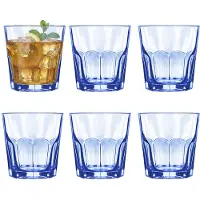 Alessandro Drinkglazen Casablanca - waterglazen - blauw transparant - glas - set 6x stuks - 260 ml - gekleurd glas - stapelbaar