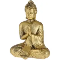 Cepewa Boeddha beeld - goud - binnen - polystone - 12 x 7 x 17 cm - decoratie beeld