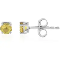 Cavill - 0,42 Ct Braziliaanse Scapoliet Oorbellen - 925 Sterling Zilver - Platina Verguld - Elegante Ronde Edelsteen - Handgemaakte Sieraden