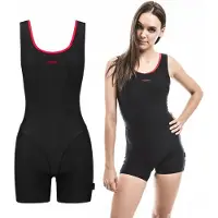Zagano - Badpak met pijpjes dames - Maat 40 - Zwart/Rood - Sneldrogend - Chloorbestendig - UV-bestendig