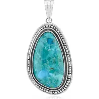 Cavill - Sterling Zilveren Hanger - Blauwe Kingman Mohave Turkoois Cabochon 13,35ct - Luxe Amerikaanse Edelsteen - Druppelvormig - Handgemaakt
