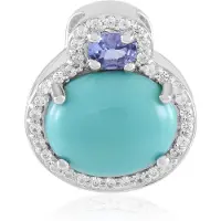 Cavill - Zilveren Hanger met 2,546 ct Campitos Turkoois Ovaal Cabochon en 0,174 ct Ovale Tanzaniet - 925 Sterling Zilver Pavé Zirkonia Sieraad