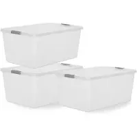 Iris Storage Opbergbox met clips - 40L - Extra Ruim - Stapelbaar - Kunststof -Transparant/Grijs - Set van 3