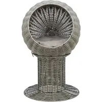 Trixie kattenmand amalia rond polyrattan grijs - 42x42x70 cm