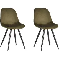 Label51 Capri eetkamerstoel fluweel army green - set van 2 stoelen
