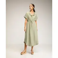 Tantra Midi-jurk met elastische taille en borst, rimpelmouwen en zakken