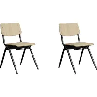 Label51 Eetkamerstoel Solid - Naturel - Hout - Zwart Metalen Frame