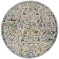 Muratap Picasso sarough vintage rond vloerkleed creme / beige laagpolig-