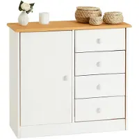 Idimex Commode RONDO met 4 lades, grenenhout in wit/bruin