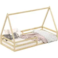 Idimex SILA-bed in huisvorm, 90 x 200 cm, van massief hout - naturel