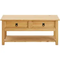 Idimex Mexicaanse salontafel TEQUILA van massief hout met 2 lades - naturel