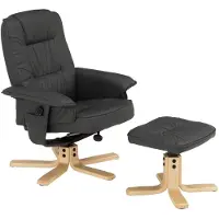 Idimex Relaxfauteuil CHARLY met voetenbankje en grijs kunstleer