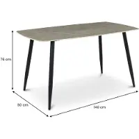 Idimex Eettafel MORA 140 x 80 cm met keramisch tafelblad – grijs/zwart