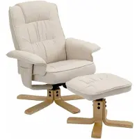 Idimex Relaxfauteuil CHARLY met voetenbankje en stoffen bekleding – beige