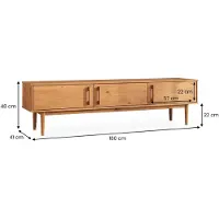 Idimex Lowboard TECCA met 3 deuren, eikenkleur - Dressoir met opbergruimte, lage ladekast van massief hout, Mid Century woonkamer meubels- ambiente