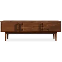 Idimex Lowboard TECCA 145 cm met 3 deuren, kastanjekleur - massief grenenhout, woonkamer meubels met opbergruimte, moderne ladekast in Scandinavisch design, hal meubels voor boeken & decoraties - frontaal