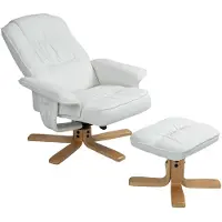 Idimex Relaxfauteuil CHARLY met voetenbankje en stoffen bekleding – Wit