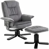 Idimex Relaxfauteuil CHARLES met voetenbankje en bekleding van grijze fluwelen stof