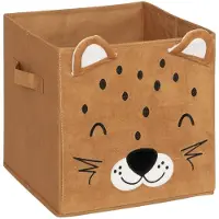 Atmosphera Kids Joey Luipaard opbergdoos met oortjes - 29x29x29cm - Opvouwbaar - Bruin