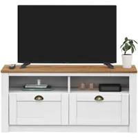 Idimex TV-lowboard BOLTON 110 cm met 2 lades - wit/bruin
