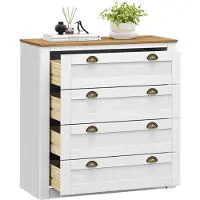 Idimex Commode BOLTON met 4 lades, grenenhout in wit/bruin