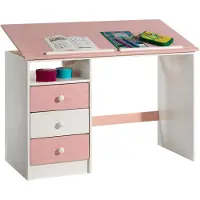 Idimex Kinderbureau KEVIN met verstelbare hellingshoek - Wit/Roze