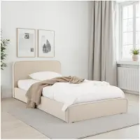Idimex Gestoffeerd bed MARINI 90x200 cm met lattenbodem – beige