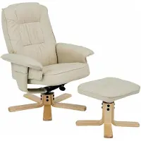 Idimex Relaxstoel CHARLY met voetenbankje en kunstleer in beige