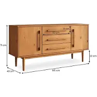 Idimex Sideboard TECCA 145 cm met 2 deuren en 3 lades - eikenhouten afwerking