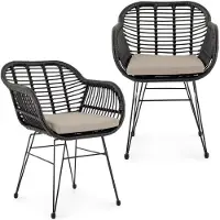 Idimex Tuinstoelen PARAMO, set van 2, van polyrotan – zwart/beige