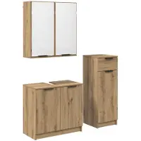 vidaXL Badkamermeubel Set 3 st Artisan Eiken 64,5 x 33,5 x 59 cm