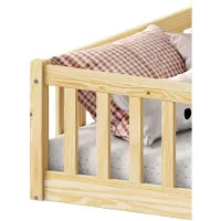 Idimex Vloerbed GUSTAVO 90 x 190 cm met lattenbodem en valbeveiliging – naturel