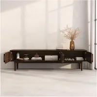 Idimex Lowboard TECCA met 3 deuren, walnootkleur - Dressoir met opbergruimte, lage ladekast van massief hout, Mid Century woonkamer meubels - ambiente