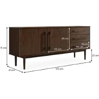 Idimex Sideboard TECCA 170 cm met 2 deuren en 3 lades van massief hout - afwerking in notenhout