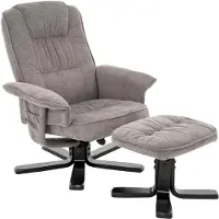 Idimex Relaxfauteuil CHARLY met voetenbankje - Grijs/Zwart