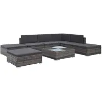 vidaXL 8-delige Loungeset met kussens poly rattan grijs
