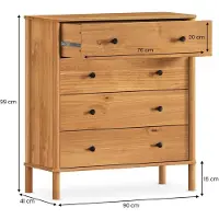 Idimex Commode APOANA met 4 lades van massief hout – eiken afwerking