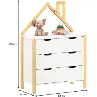 Idimex Ladekast ELANO in huisvorm - wit gemaakt van massief grenenhout, 3 grote laden, kinderkamer opbergruimte, kledingkast, kinderkamermeubels, ladekast - hoofdfoto