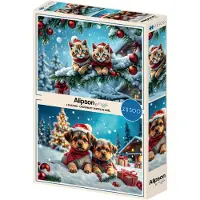 Alipson Puzzle 2 Puzzels - Christmas Kittens and Puppies Puzzel (500 stukjes)