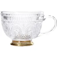 Homla Glazen kop BARREL met motieven en een gouden basis, 360 ml