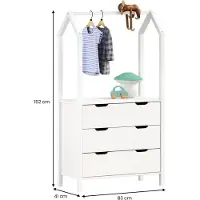 Idimex Kinderkamer-ladekast AMIRA met kledingstang – wit